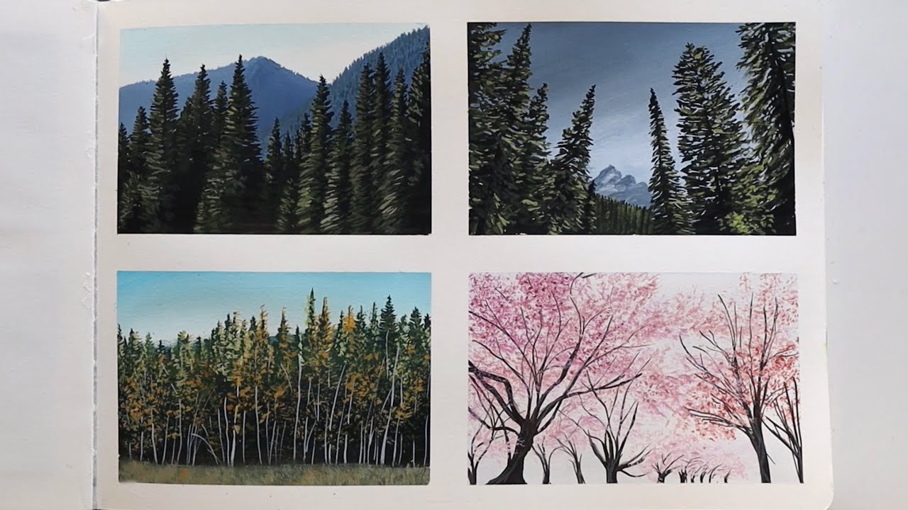 Gouache Tree Studies