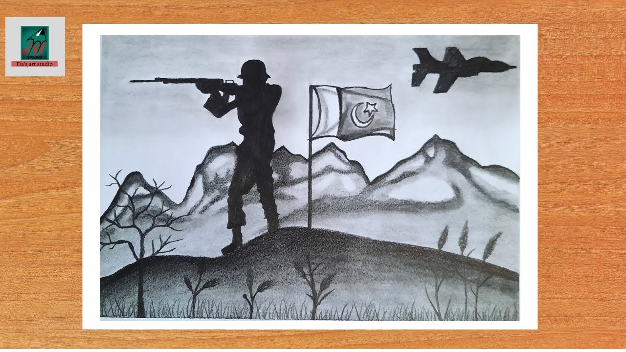 6 September Drawing || How To Draw Defense Day Scenery || Step By Step Pencil Sketching