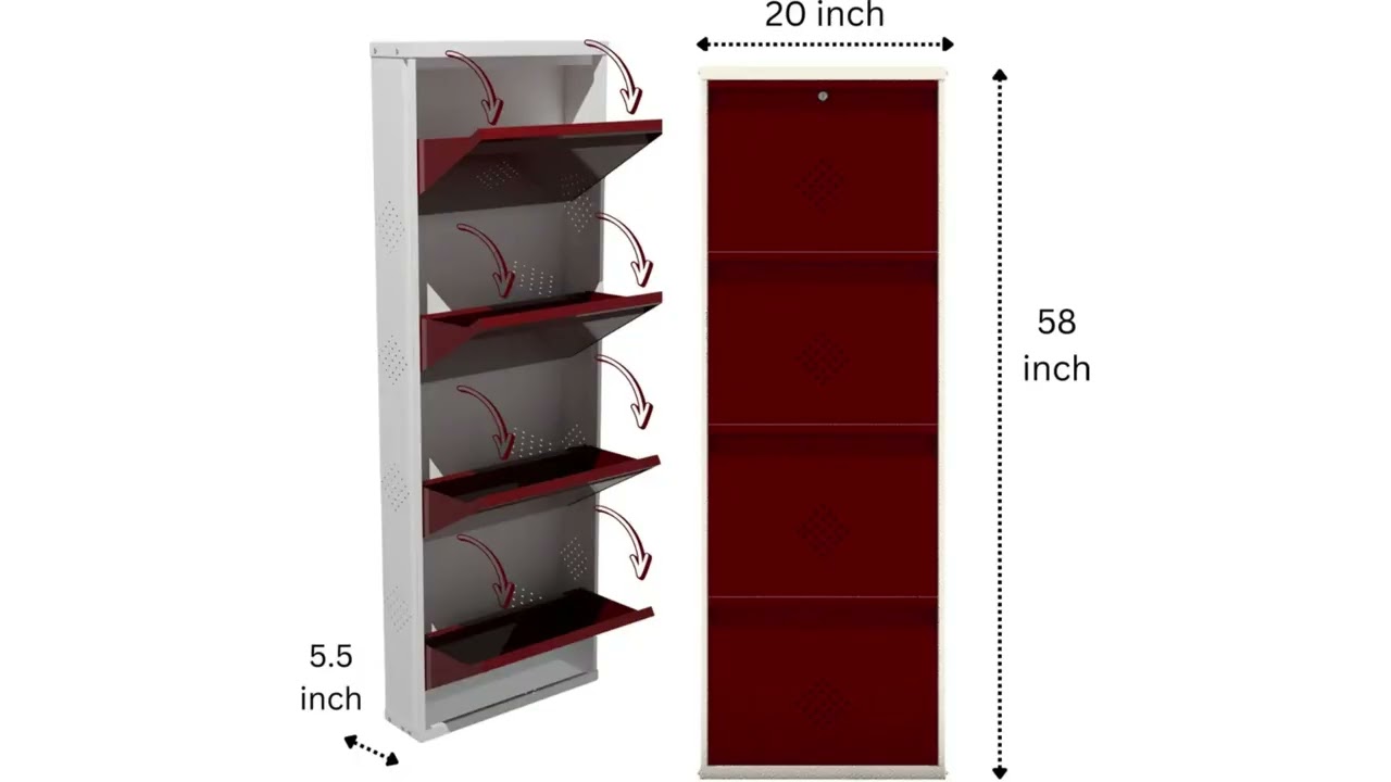 Metal Shoe Rack wall mounted with lock 
