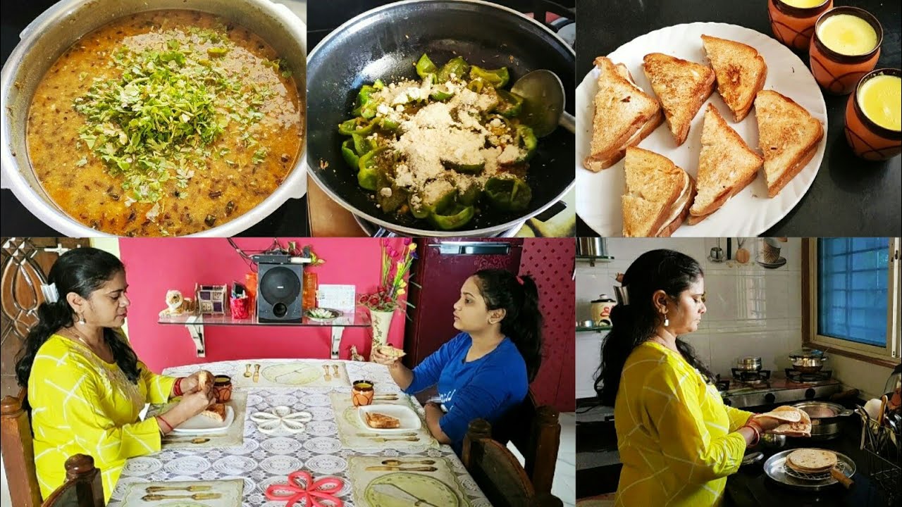 🥜BREAKFAST to LUNCH ROUTIN, Besan Shimla Mirch, Dahi Wali Moong Dal, Peanut Butter Sandwich, Chapati