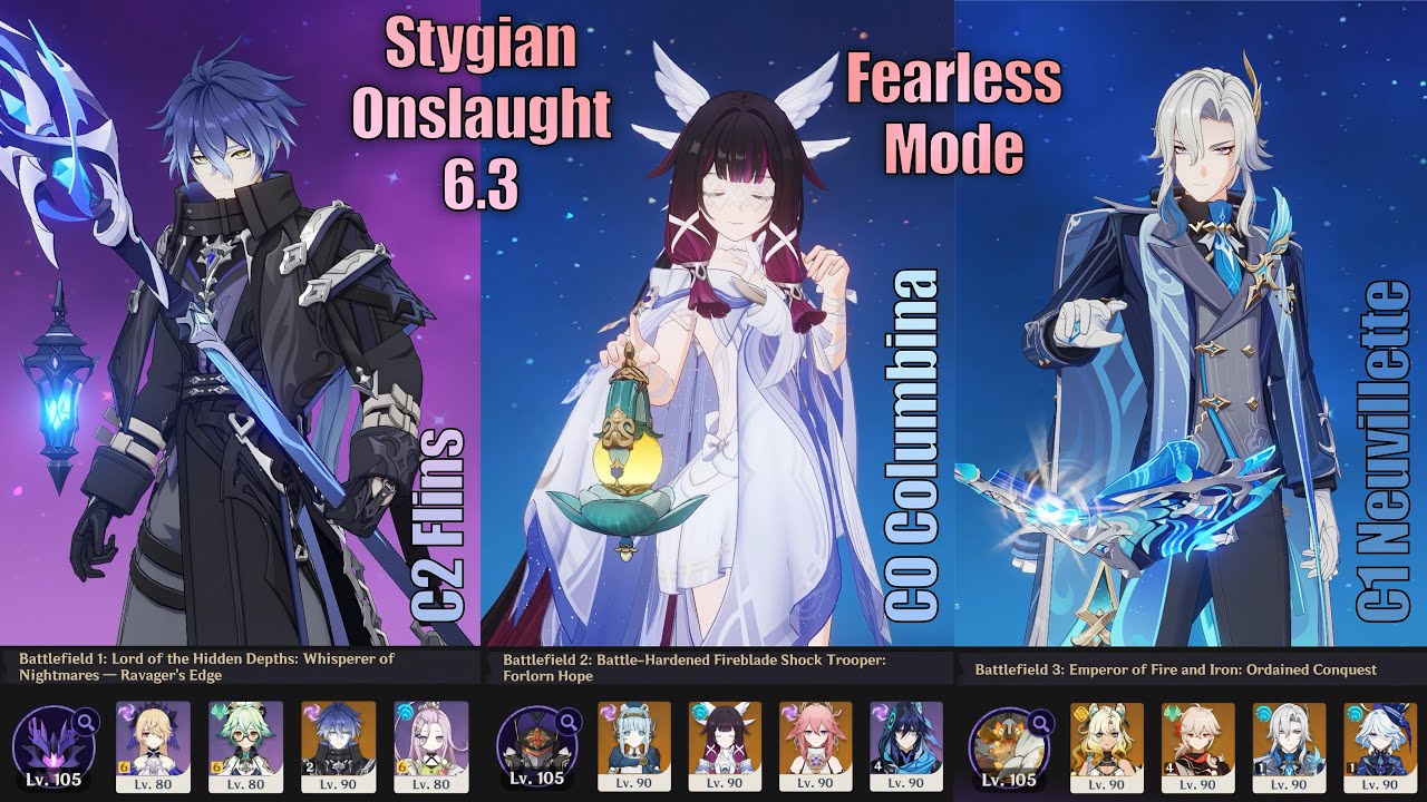 C2 Flins x C0 Columbina x C1 Neuvillette | Fearless Mode | Stygian Onslaught 6.3 | Genshin Impact