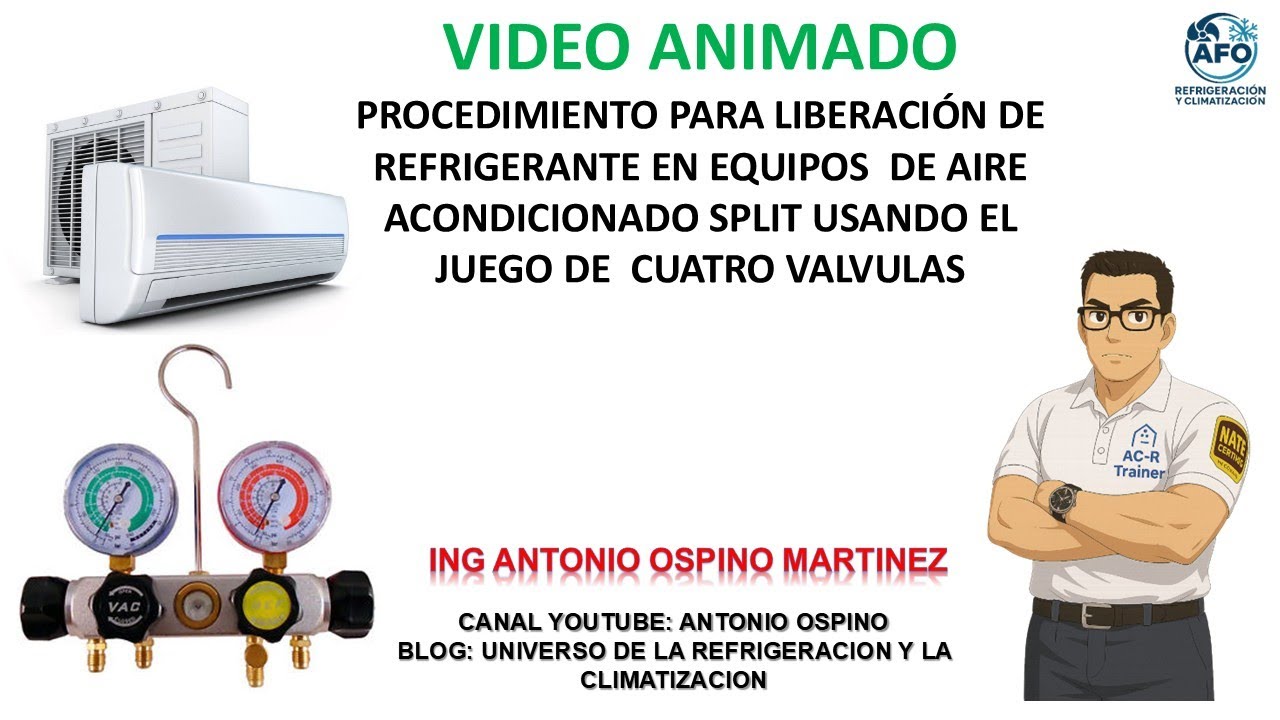 LIBERACION DE REFRIGERANTE EN AIRE SPLIT INSTALADO CON JUEGO DE MANOMETROS DE CUATRO VALVULAS