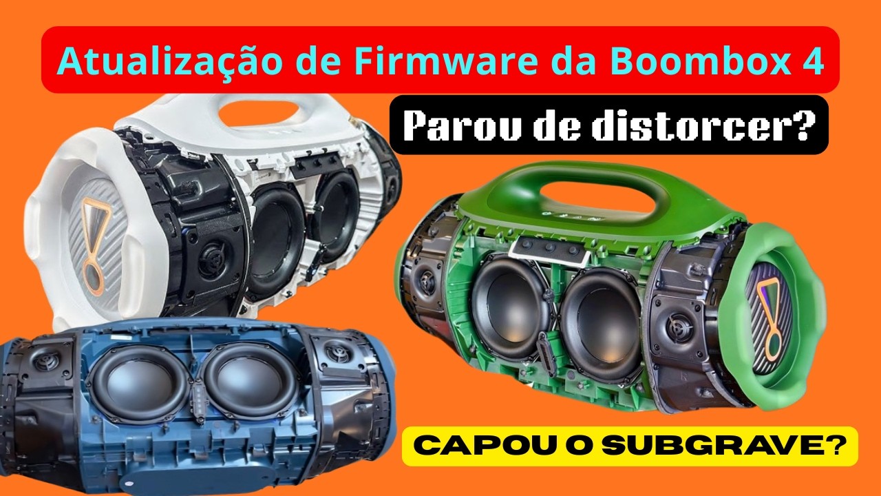 JBL Boombox 4 - N&atilde;o distorce mais? Caparam o subgrave da caixa? Atualiza&ccedil;&atilde;o de Firmware Marco 2026