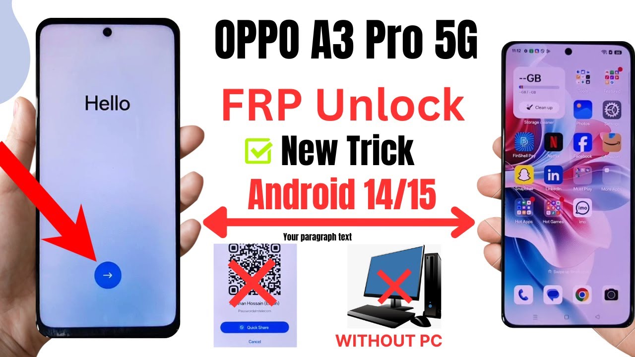 OPPO A3 Pro 5G FRP Bypass Android 15 *#899# Not Working (Without Pc) All OPPO Google Account Remove