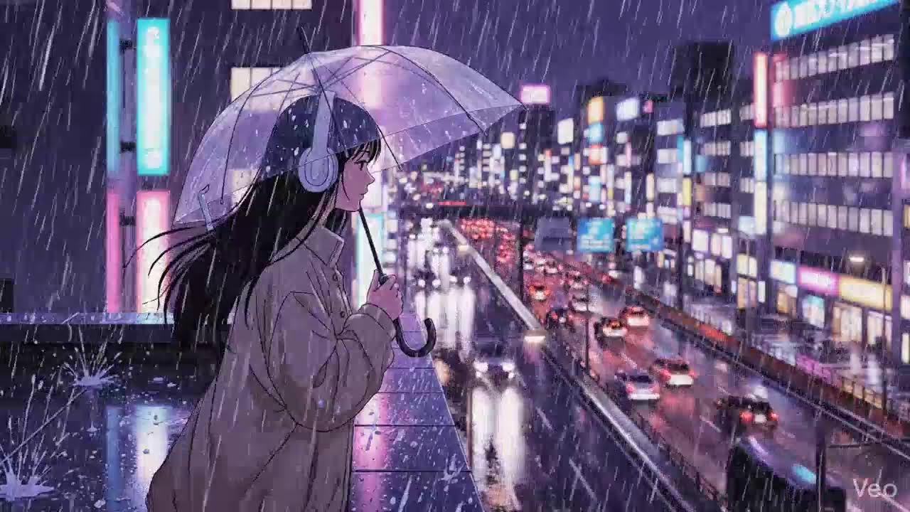 Rainy Night ASMR 🌧️ Neon Japan Lofi Chillhop