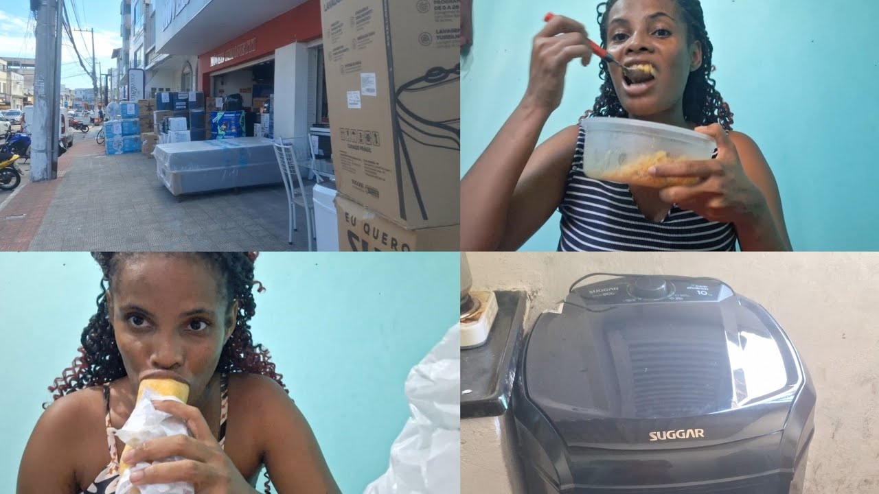 ALMOÇANDO/+FUI NA RUA COMPRA CAMA PARA MINHA FILHA  E TANQUINHO 
