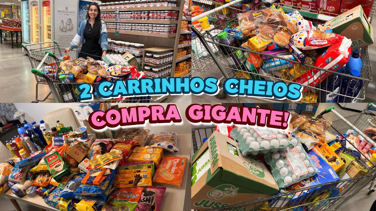 COMPRAS DO MÊS NO ATACADÃO! DEU DOIS CARRINHOS CHEIOS DE TANTA COISA QUE COMPRAMOS 😱