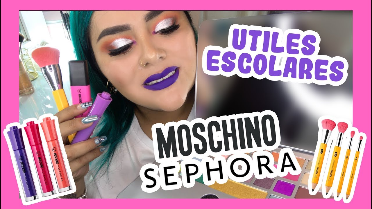 ¿MAQUILLAJE CON ÚTILES ESCOLARES? MOSCHINO X SEPHORA | Bellamontti Vlogs