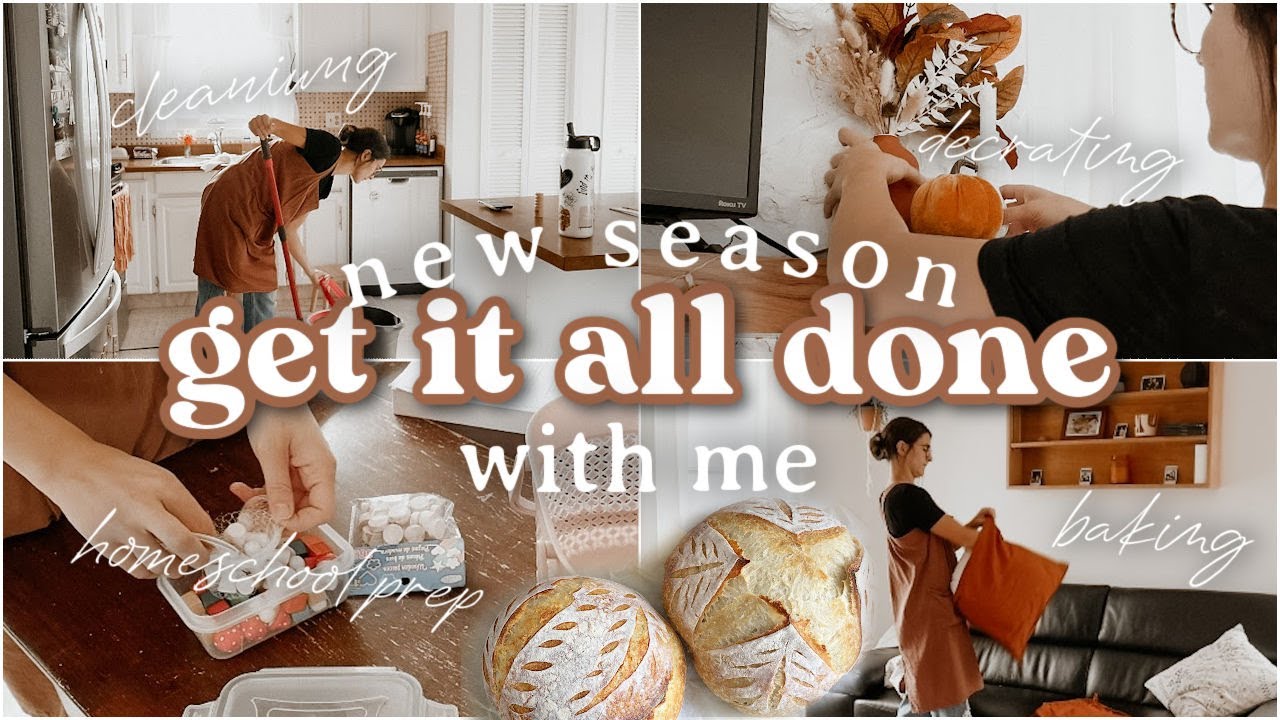 Full Day of Homemaking | homeschool prep, fall decorating, sourdough + cleaning ✨🍂