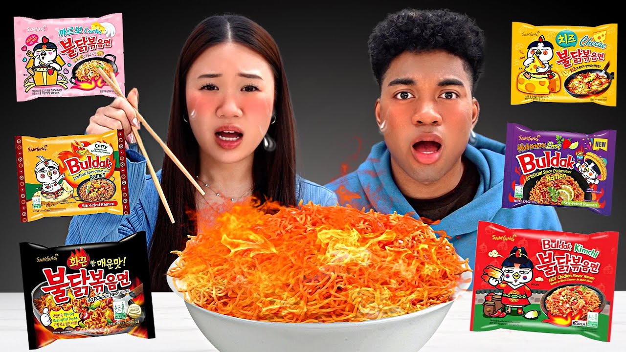 We Tried Every KOREAN SPICY Ramen Noodle Flavor!! (EXTREME)