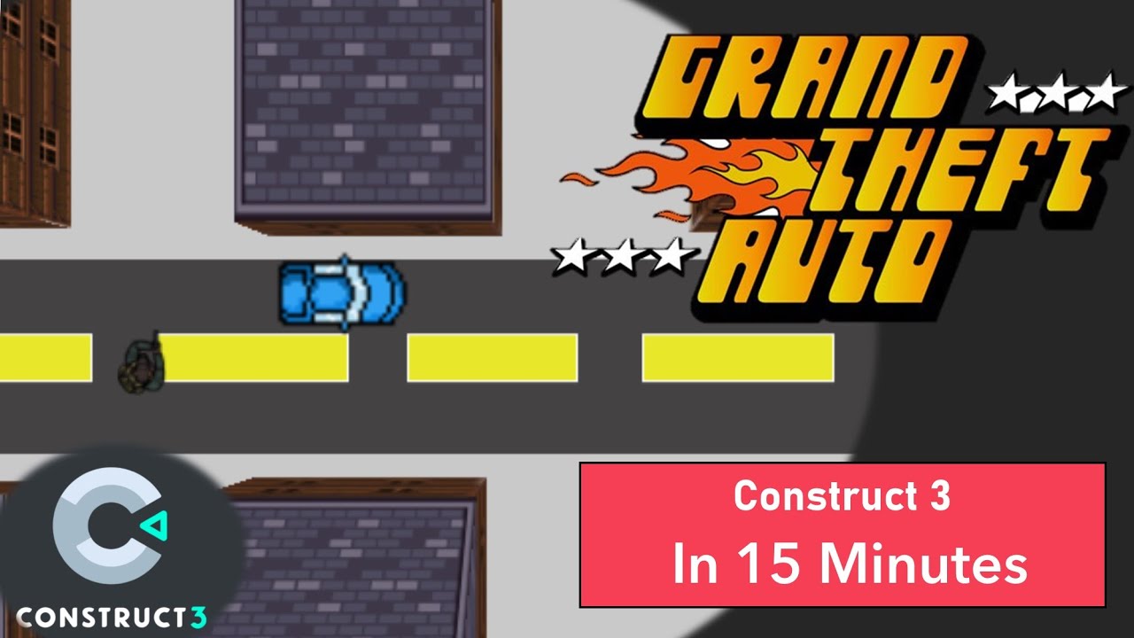 Construct 3: GTA 3D buildings and getting in and out of cars in 15 minutes!