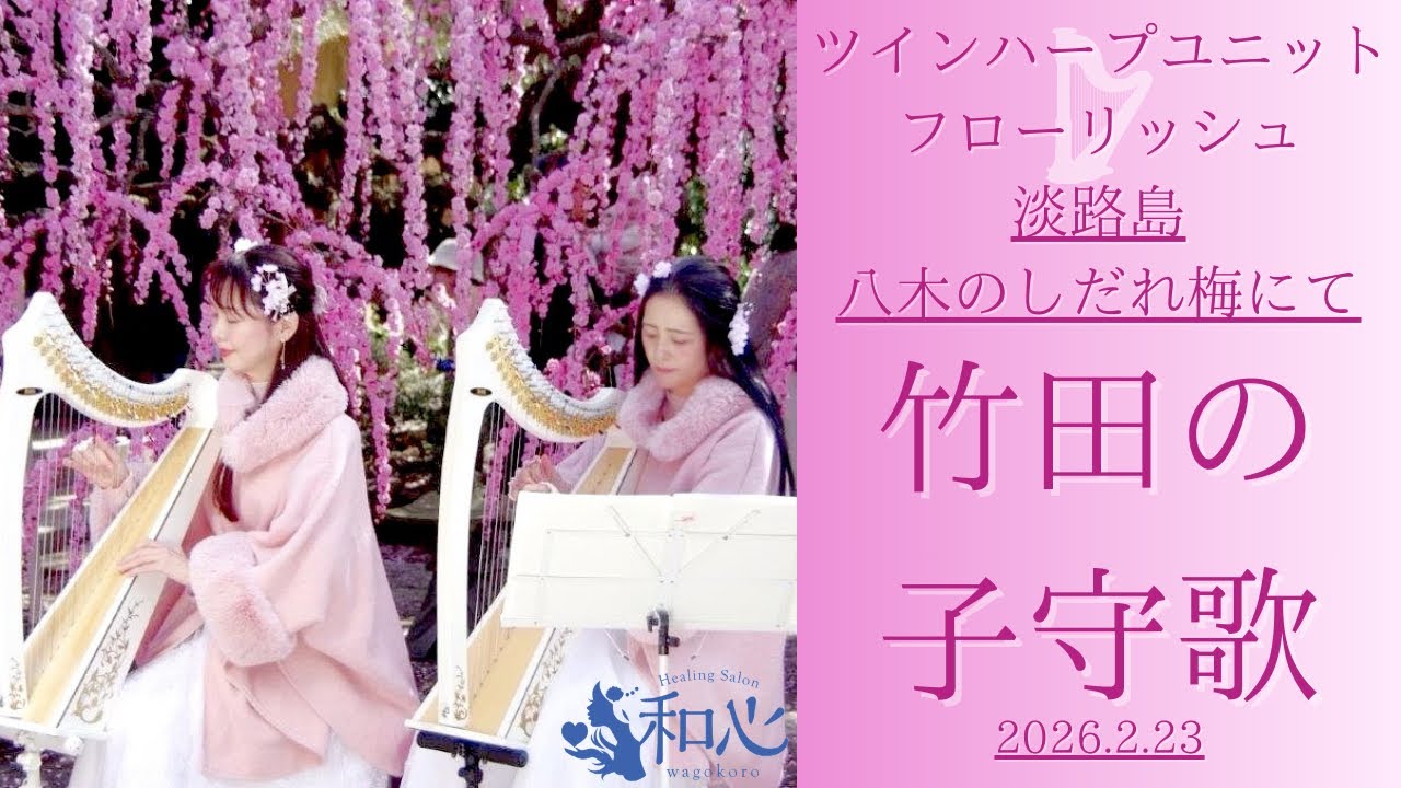 竹田の子守歌／民謡♡ツインハープユニット・フローリッシュ演奏会 in 八木のしだれ梅（淡路島）