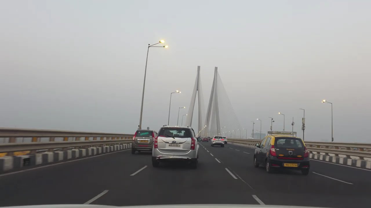 Driving via The Bandra–Worli Sea Link Bridge