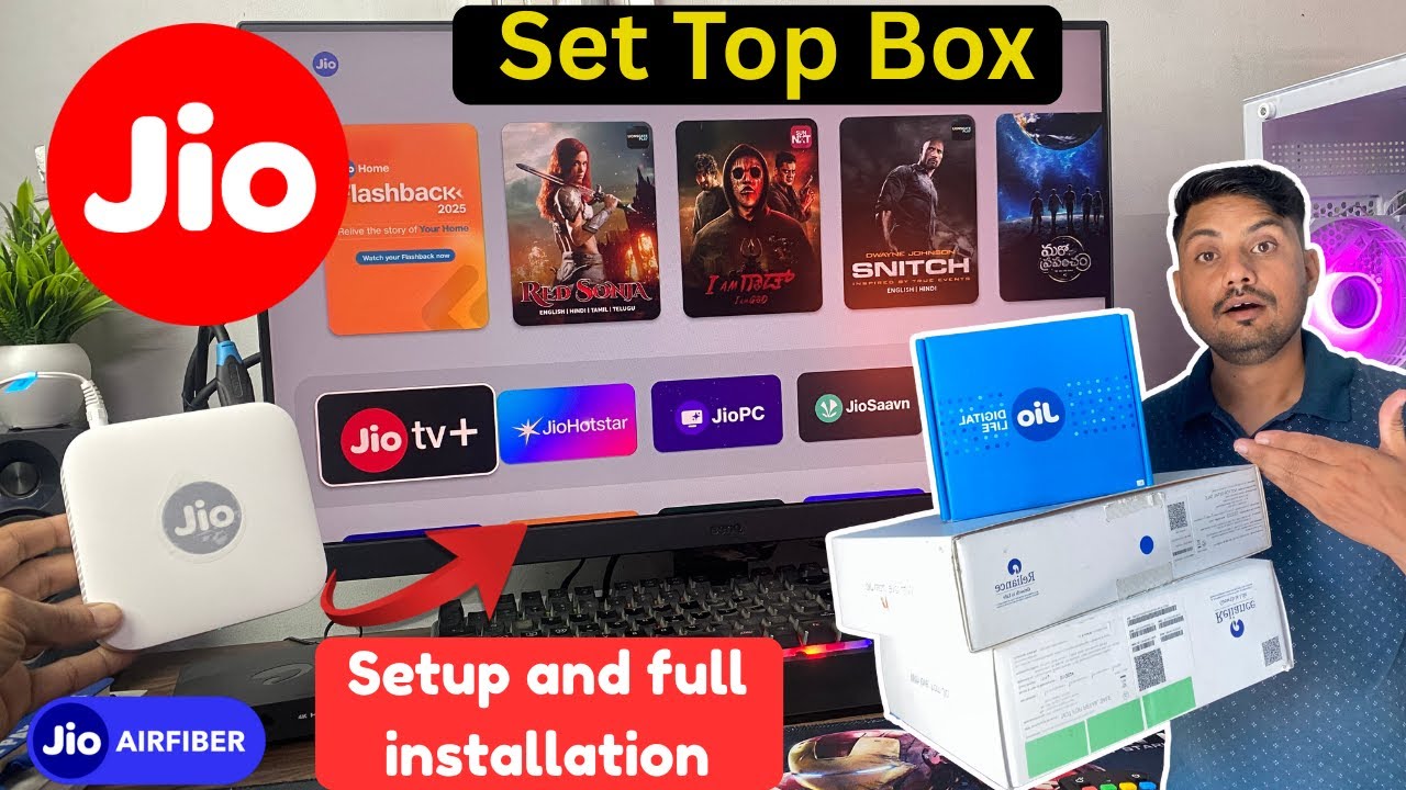 How to Setup Jio AirFiber Set Top Box 📺 | Jio STB Installation Full Process | 1000+ ch 14 ott app