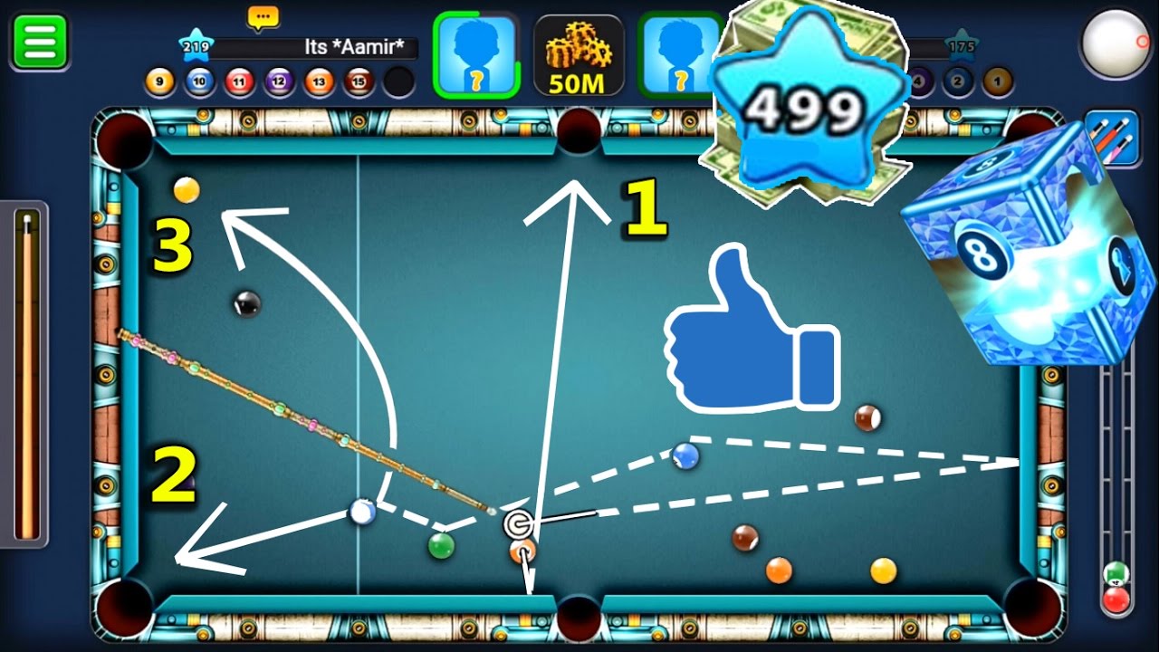 How To Pot 3 Balls In 1 Shot LIKE A BOSS- 8 Ball Pool Level 499 Player | Max Power Side Spin