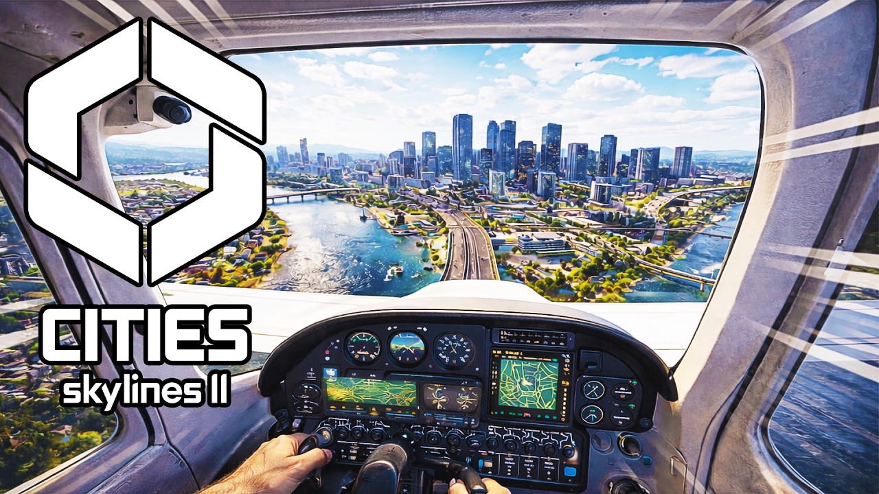 Cities Skylines 2 em Primeira Pessoa (POV): SOBREVOANDO MINHA CIDADE DE AVIÃO [4K]