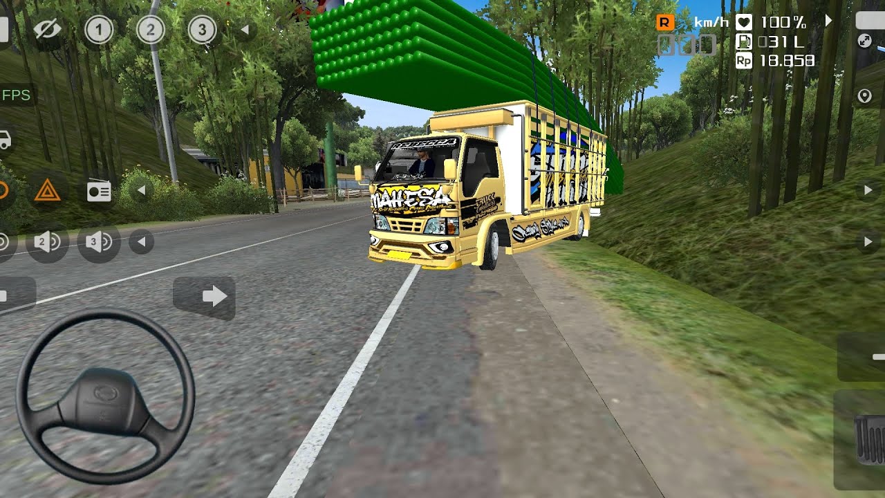 GAME TRUCK NKR HEREX MUATAN BAMBU,PENUH TRAGEDI DIPERJALANAN | BUS SIMULATOR INDONESIA