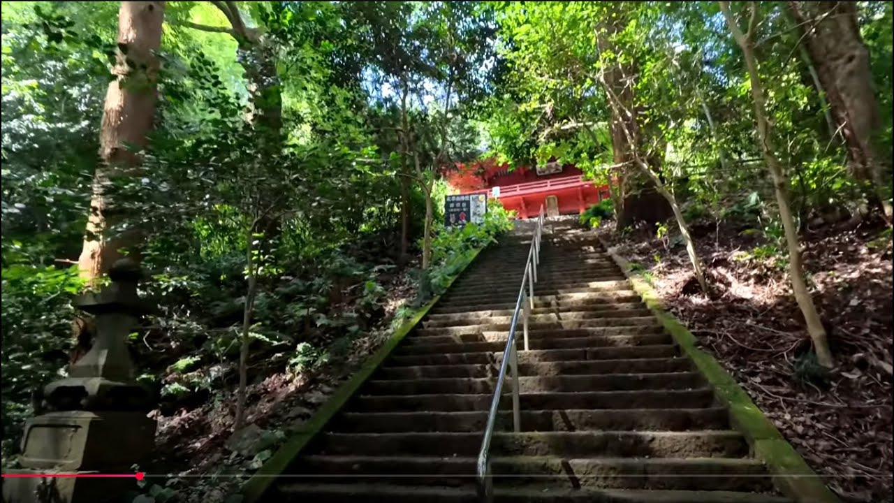 ASMR Forest Sounds |  Walking the Long Stairway to a Hidden Shrine in Japan
