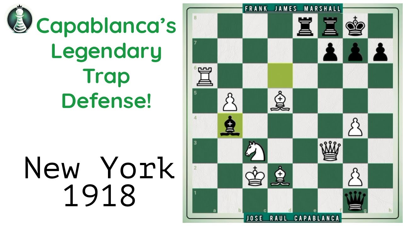 Capablanca’s Legendary Trap Defense! New York 1918 Showdown vs  Marshall | Prodigy Pawn