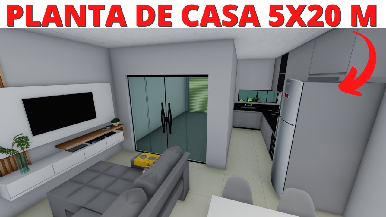 PLANTA DE CASA COM 03 QUARTOS - 5x20 METROS!