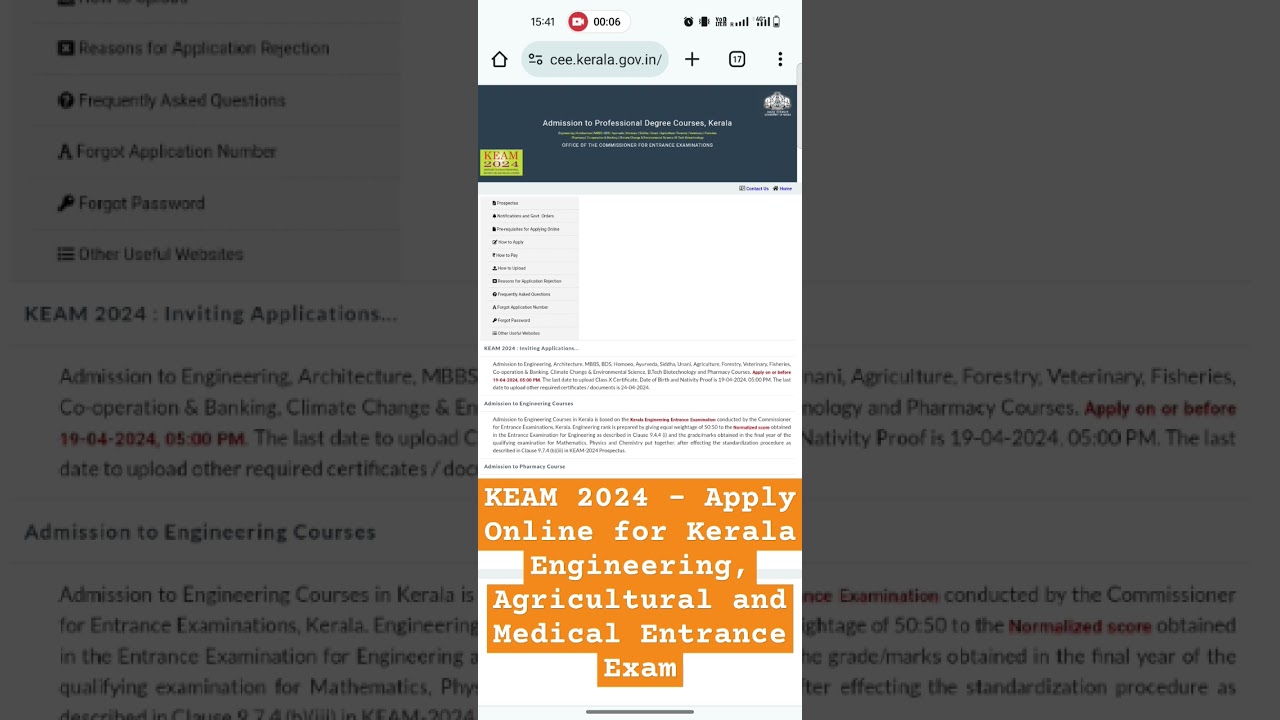 KEAM 2024  Online for Kerala Engineering, Agricultural and Medical Entrance Exam..admit card update