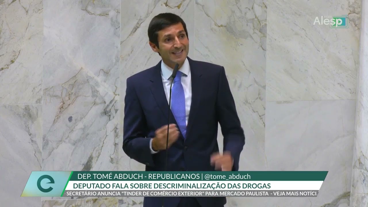 Deputado Tom&eacute; Abduch do Republicanos fala em Plen&aacute;rio na Alesp sobre a descriminaliza&ccedil;&atilde;o das drogas