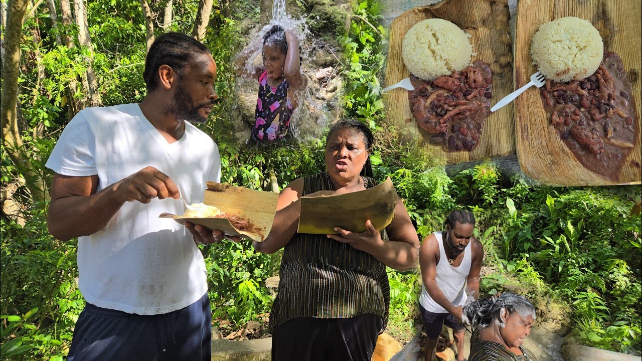 Day At The Spring Cooking Chicken Foot Stew Peas With White Rice| Washing Our Hair