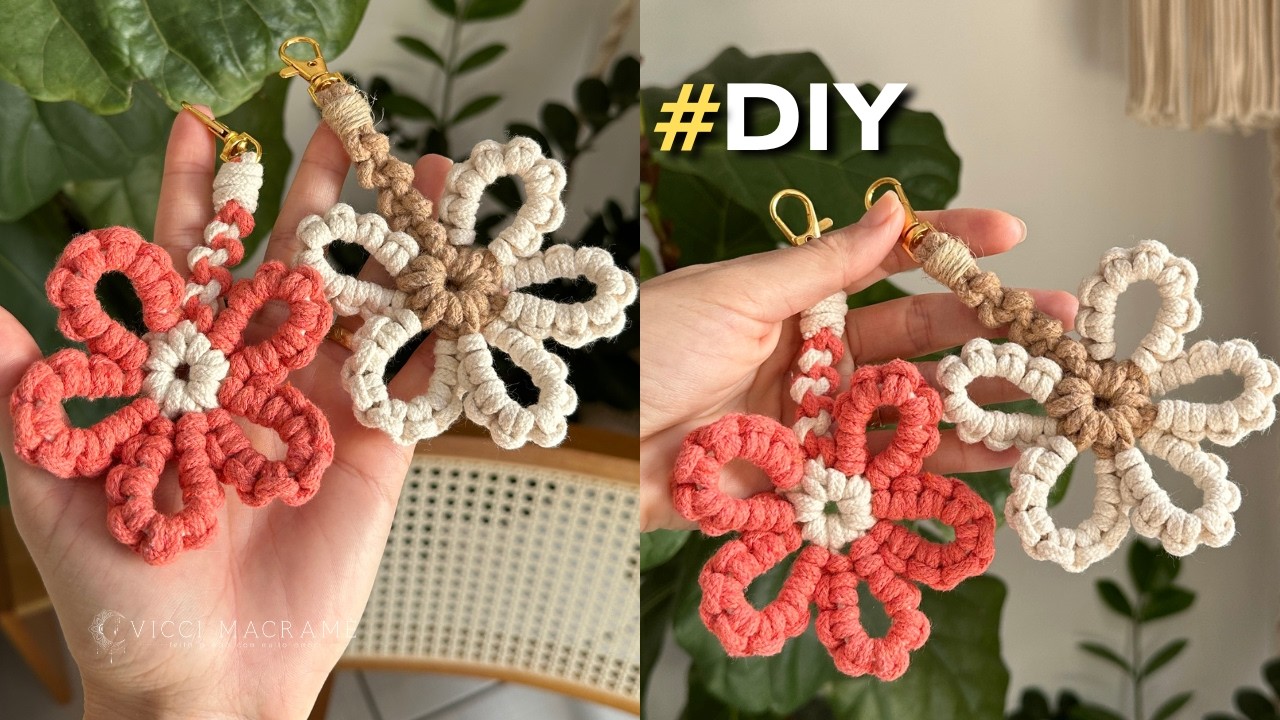 TUTORIAL DIY CHAVEIRO FLOR | O acessório de MACRAME que todo mundo quer comprar!