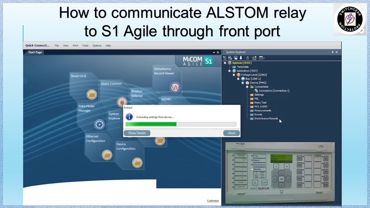 How to communicate ALSTOM relay to S1 Agile software through front port. Micom relay communication