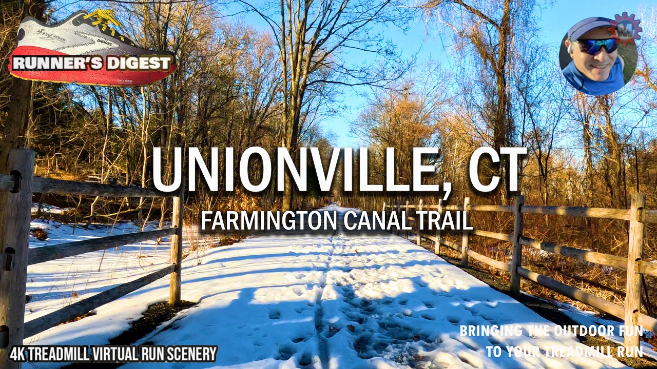 Unionville, CT - Farmington Canal Trail 5m | Winter | POV Virtual 4k [101]