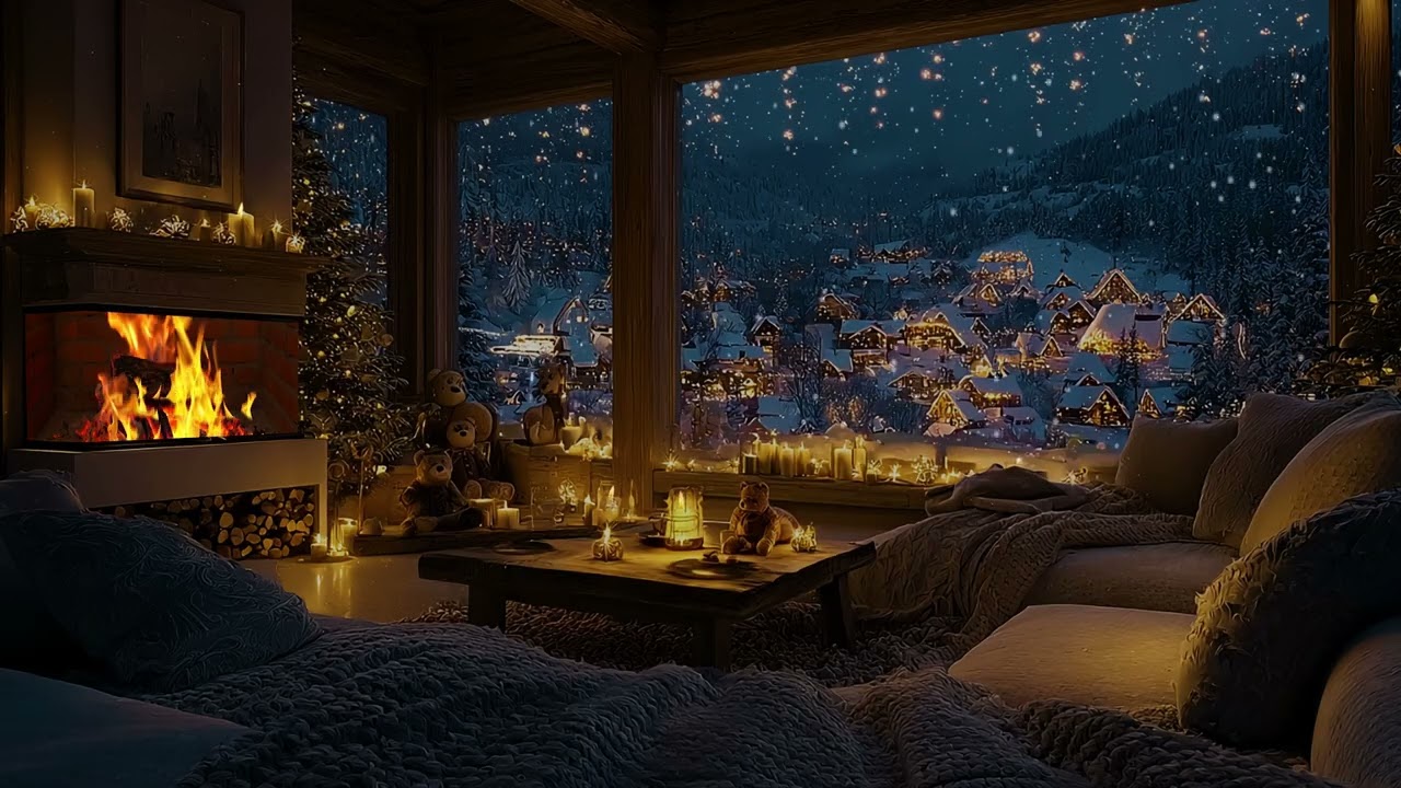 Endless Snowfall Covering A Silent Christmas Landscape | Dark Winter Ambience For Sleep