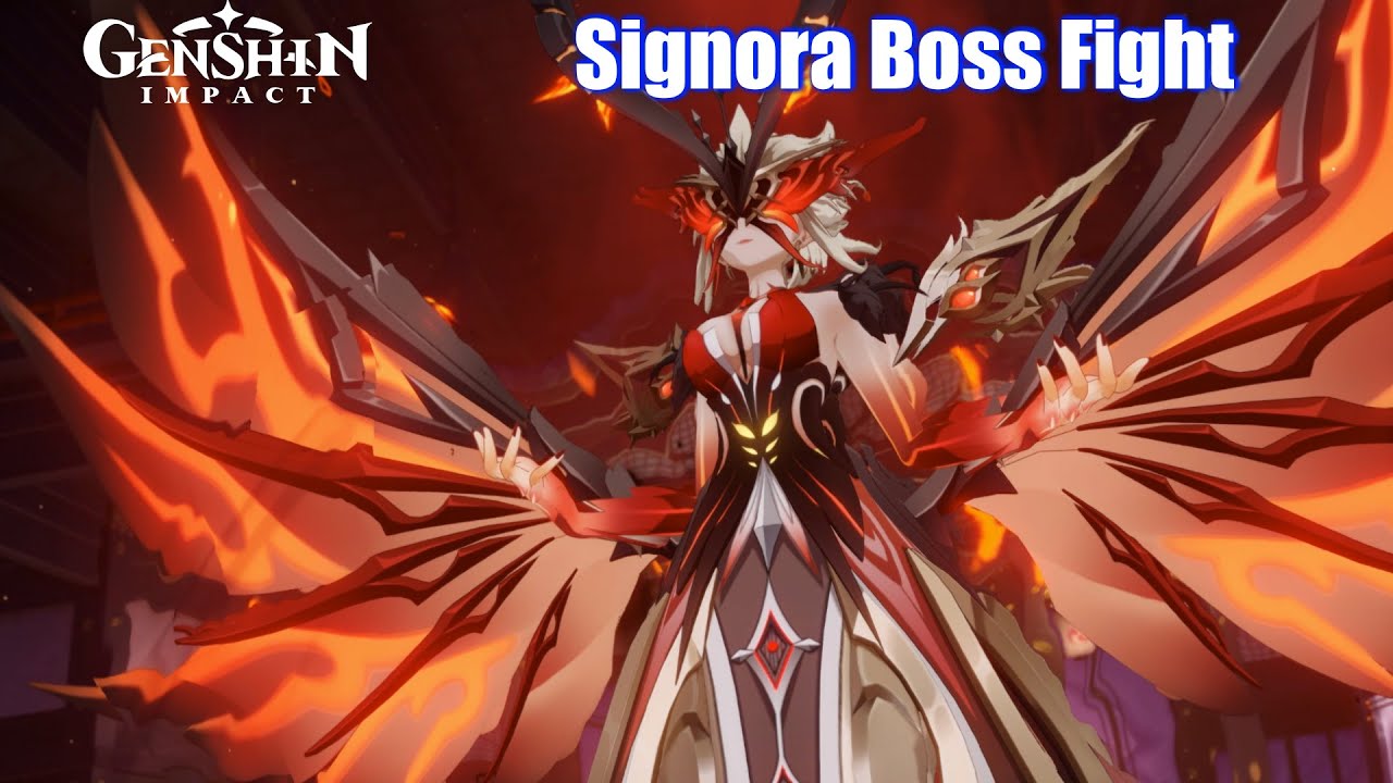 Genshin Impact - Signora Boss Fight (Crimson Witch vs Aether)