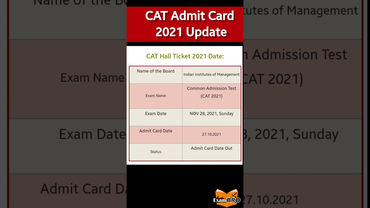 CAT Admit Card 2021 | CAT Hall Ticket 2021 | CAT Exam Hall Ticket 2021 #CATAdmitcard2021