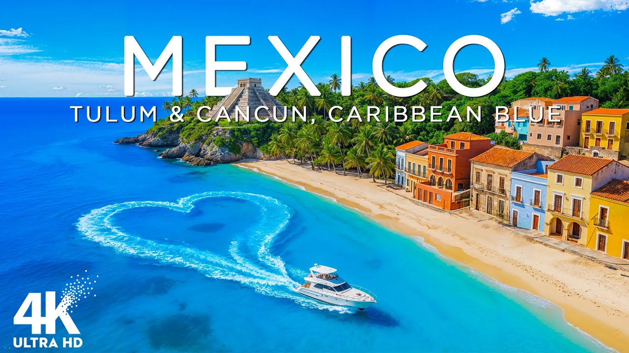 Mexico 4K Drone Footage | Tulum & Cancun Beach Paradise, Caribbean Blue Landscapes UHD