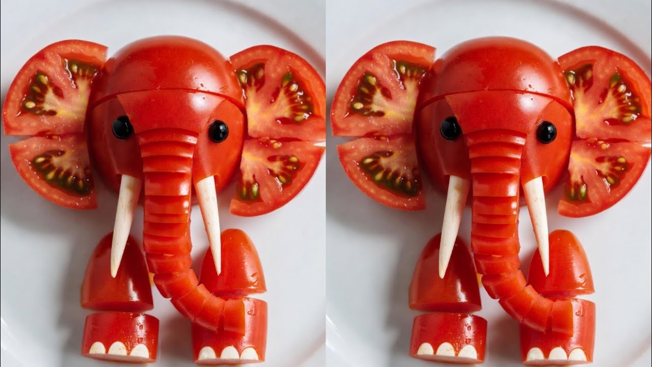 Tomato দিয়ে মজার Elephant বানানোর ভিডিও | Creative Food Art
