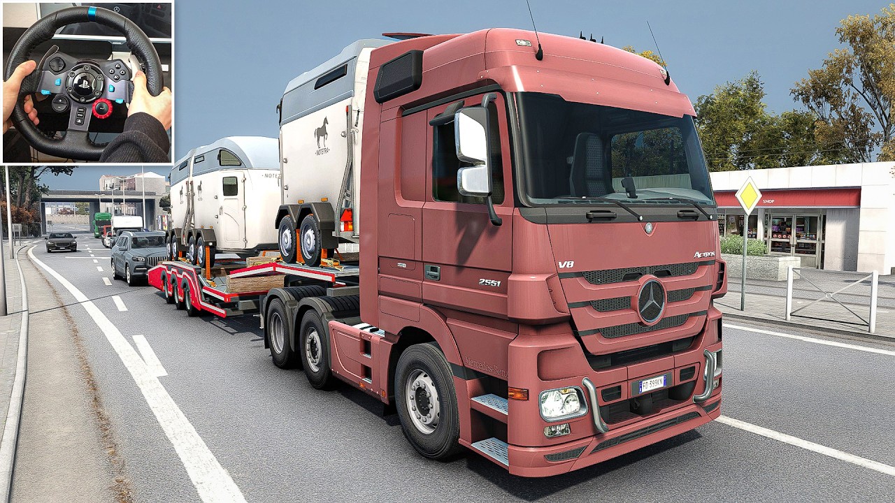 Mercedes-Benz Actros MP3 | Delivering Trailers in ETS 2 | POV Driving Steering Wheel Gameplay