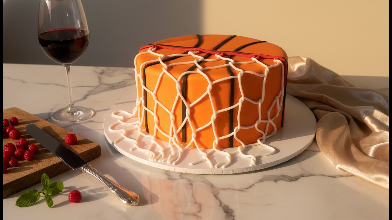A Simple Basketball Cake. Pastel de Basketball