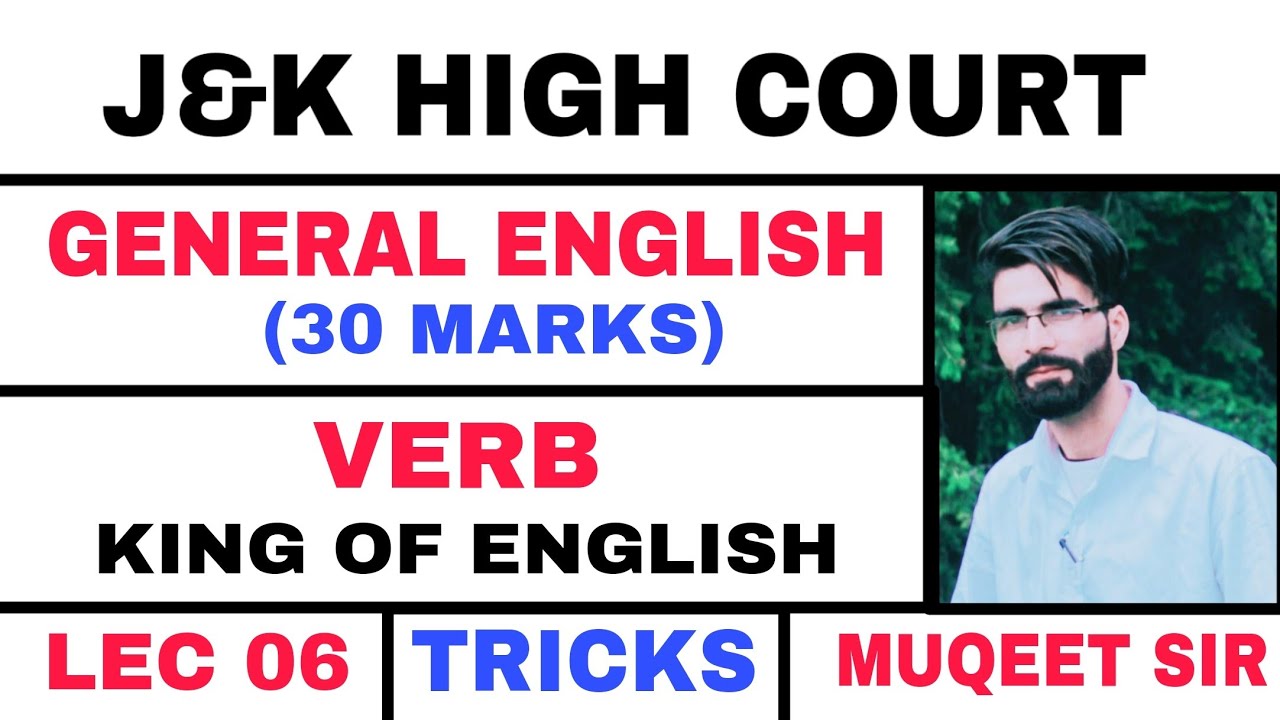 J&K HIGH COURT (LEC 6) ENGLISH - VERB - TRICKS - JUNIOR ASSISTANT 2024