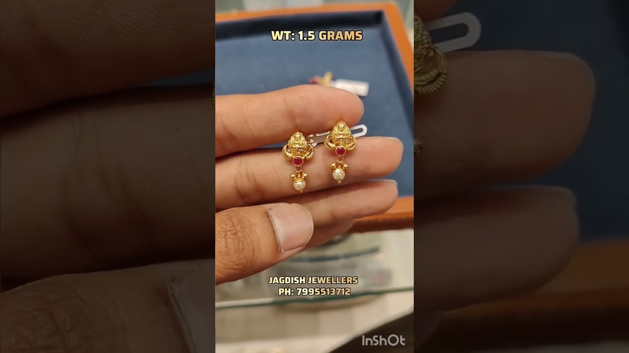 Gold earrings collection 1.5 Grams only. Daily wear gold earrings designs 22karat Hallmarked
