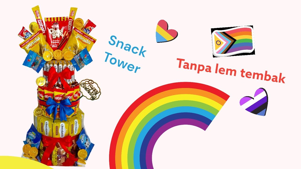 MUDAH TANPA LEM TEMBAK - SNACK TOWER 3 TINGKAT - SNACK TOWER CHOCOLATOS