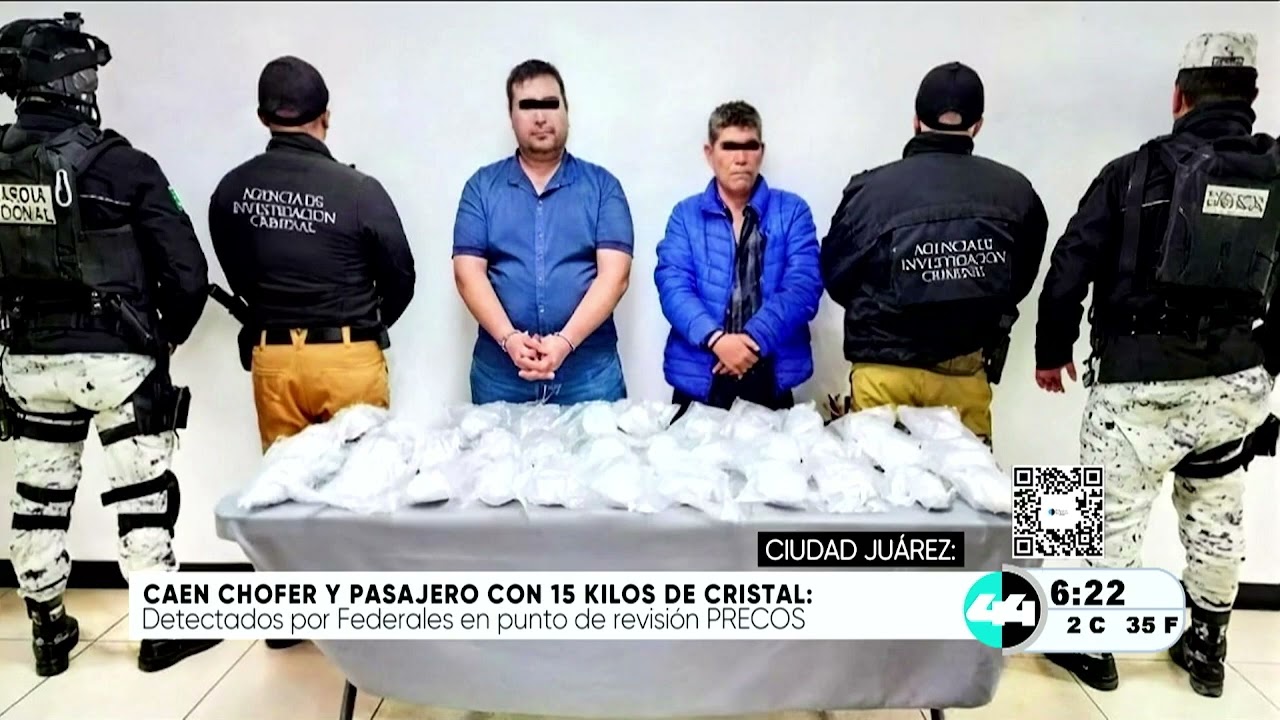 Cae chofer y pasajer con 15 kilos de cristal