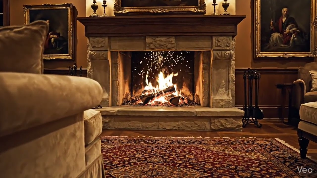 Old Classic Fireplace 🔥 Crackling Fire Sounds for Deep Relaxation & Sleep