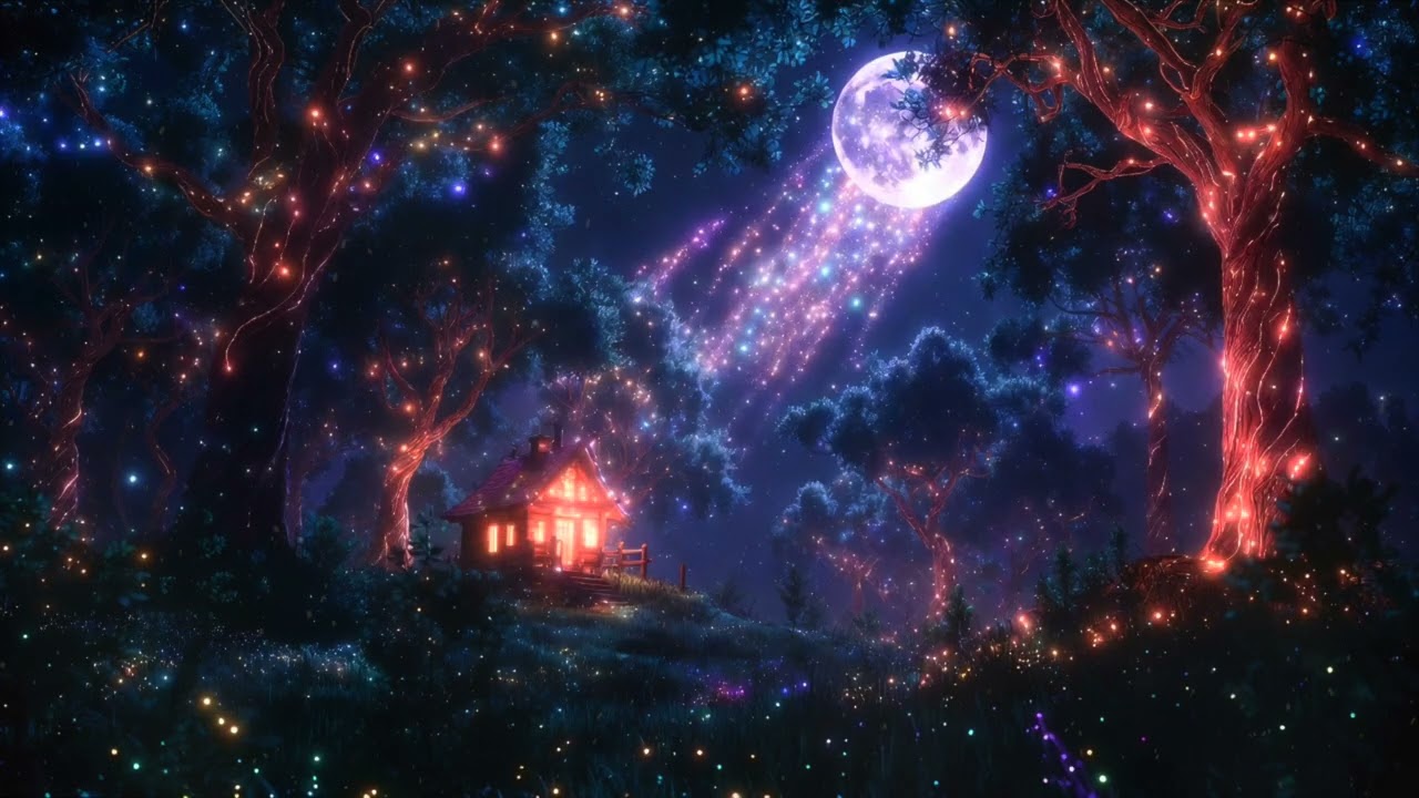 Fall Into Deep Sleep in a Moonlit Forest Cabin ✧ Peaceful Insomnia Relief 🌙