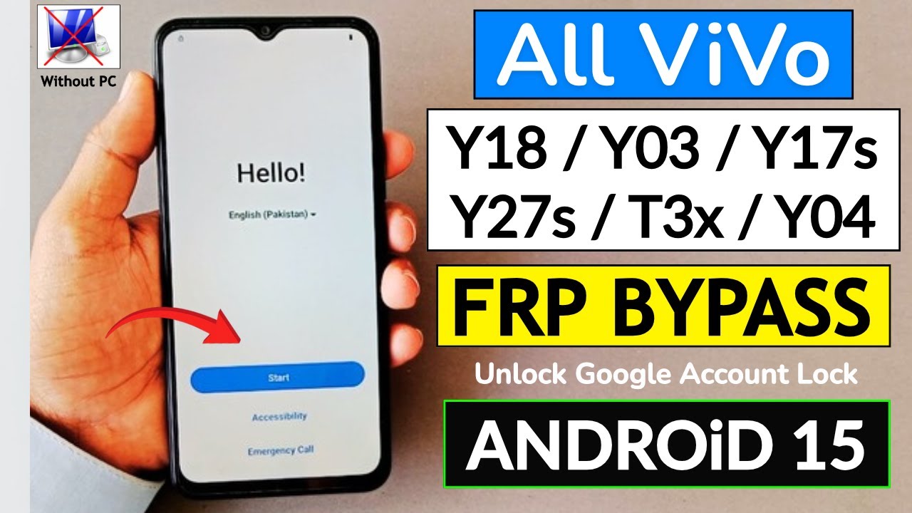 All Vivo Y03/Y18/Y04/T3x/Y27s/Y17s Android 15 Frp Bypass Without PC - Vivo Android 15 Frp Unlock