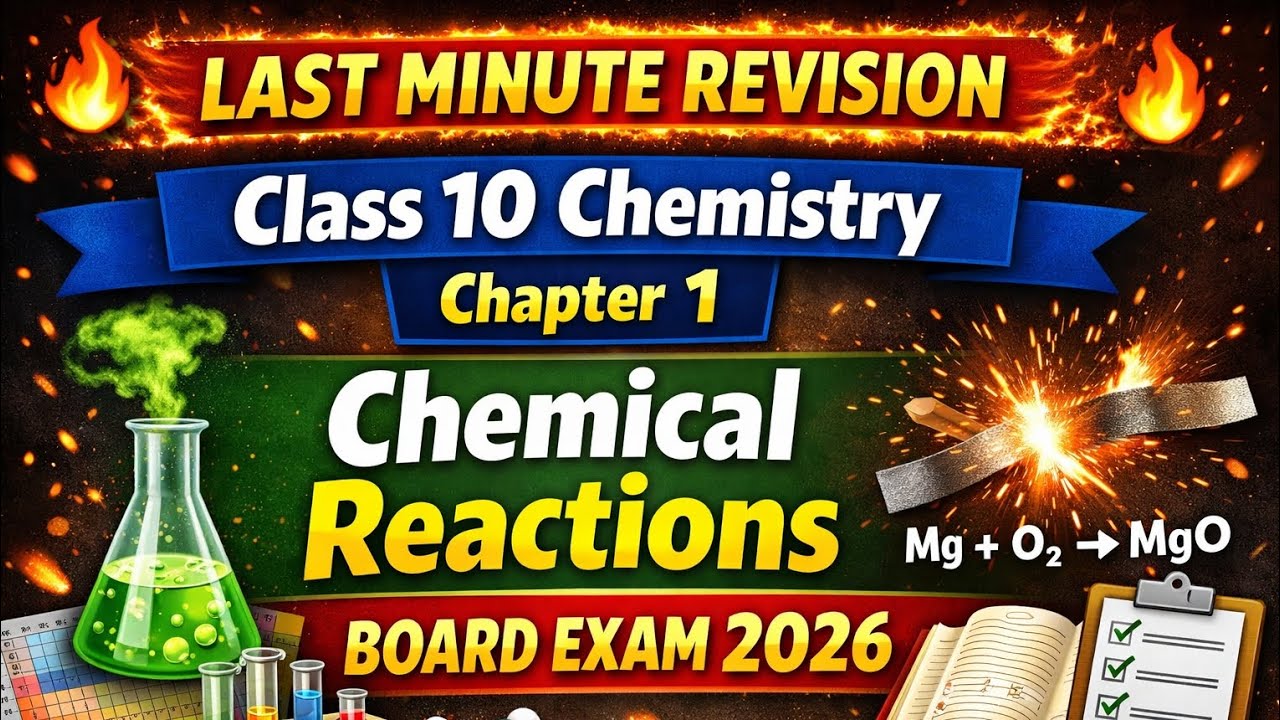 Class 10 Chemistry Chapter 1 Chemical Reactions & Equations | Last Minute Tips 🔥 Board Exam 2026 