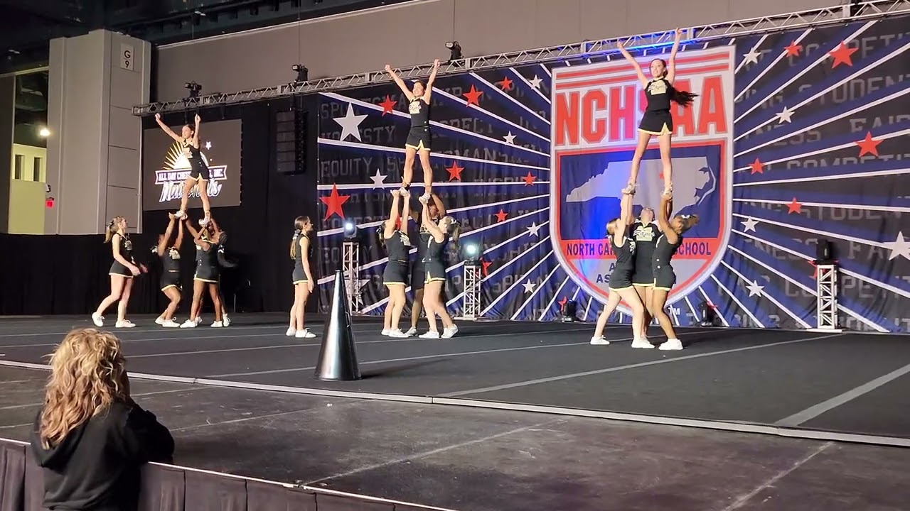 Havelock High School JV at NCHSAA All Day Cheer Competition; Raleigh, NC 12/2/23.