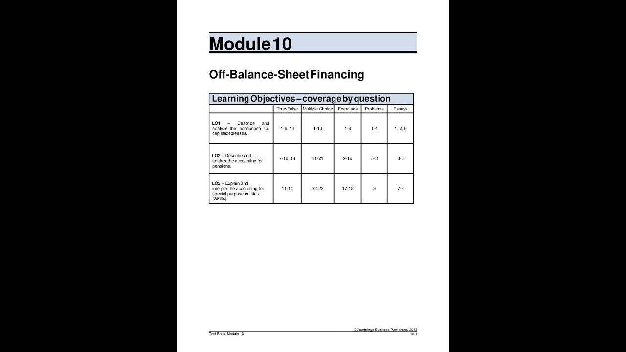Test Bank For Financial Statement Analysis Valuation 3rd Edition Module 10: Reporting and Analyzing