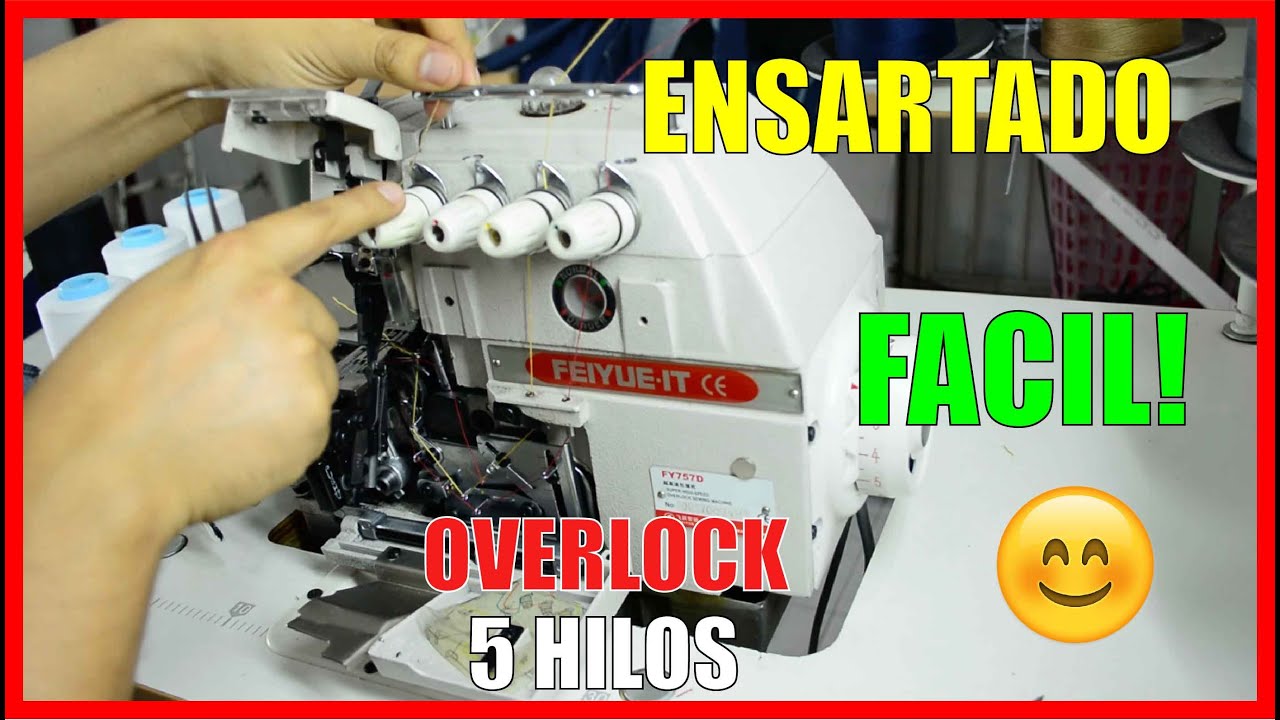 COMO ENSARTAR OVERLOCK DE 5 HILOS // COMO ENHEBRAR FILETEADORA DE 5 HILOS FACIL!