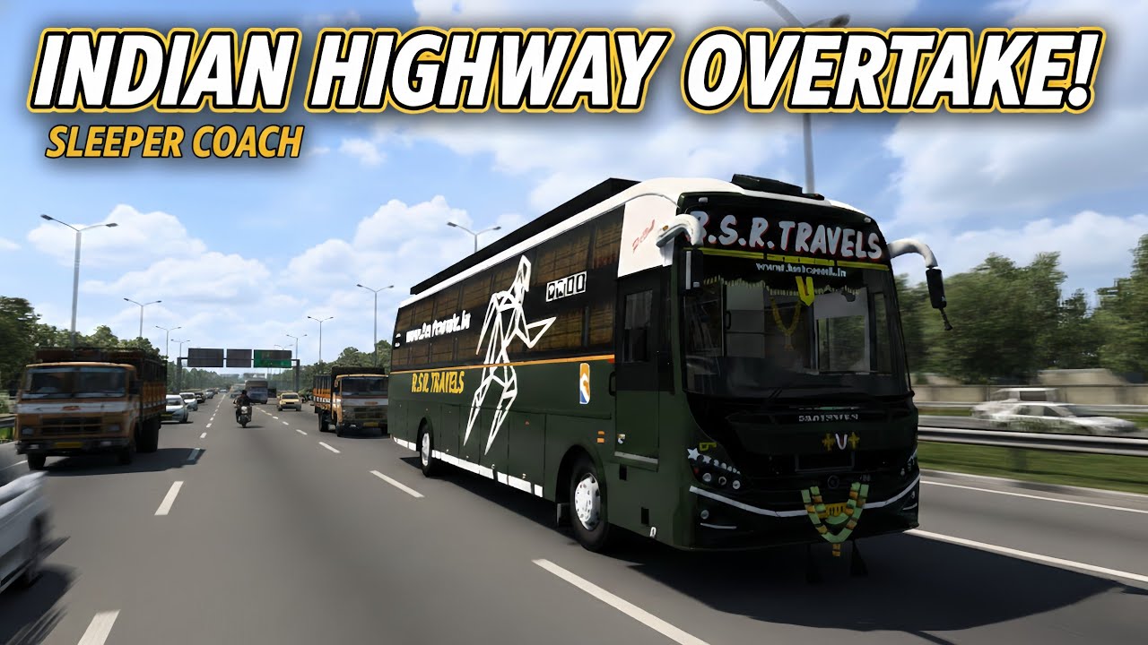 Most Realistic Indian Bus Driving: Sleeper Coach Overtaking Gameplay #TheHardikGaming #ETS2 