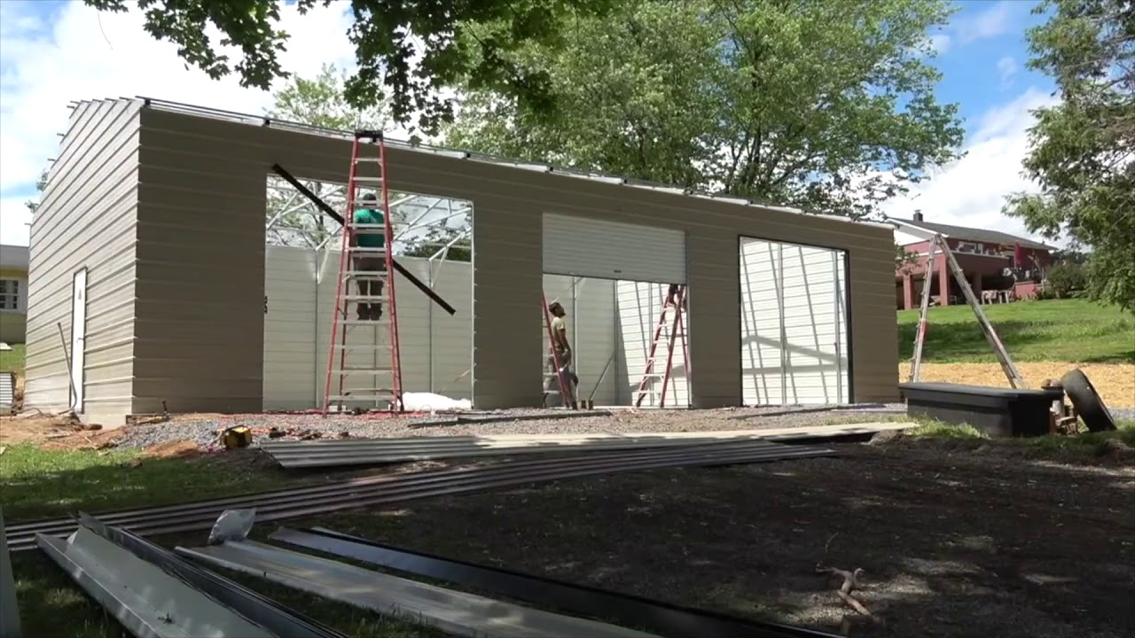 Carolina Car Ports garage install (time laps) - Garage build part 2